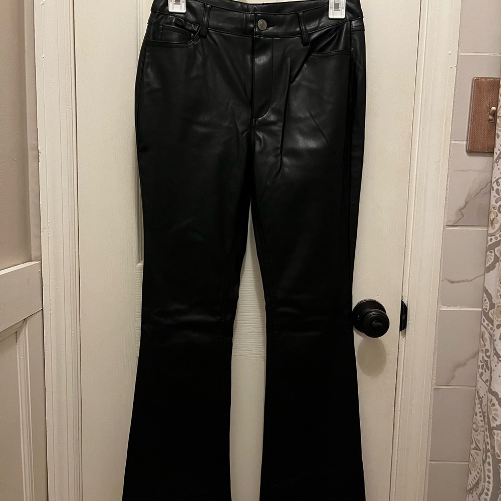 T.J.Maxx Black Faux Leather Flare Pants